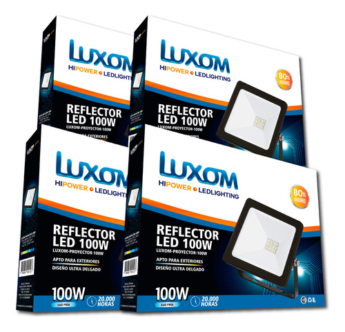 Reflecto Exterior Led 100w  Luz Fria Luxon X 4unidades