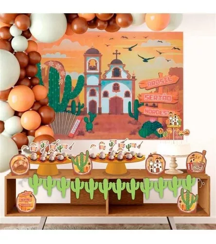 Painel Decorativo Festa Junina Cacto Cangaço - 55cm x 35cm