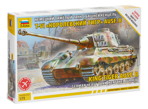 Zvezda -1/72 Tanque Pesado De Torreta Alemana King Tiger Au.