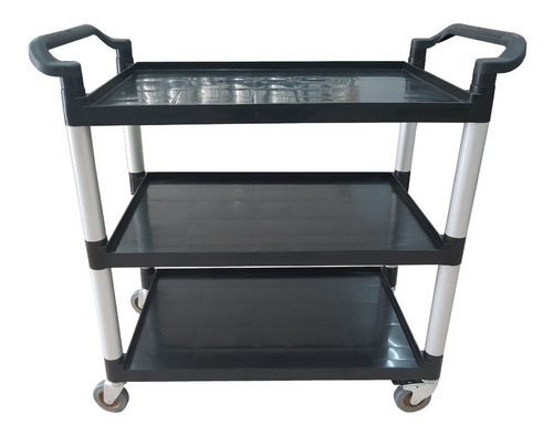 Carrito De Servio 3 Niveles Negro Con Freno Arol 80x50x86