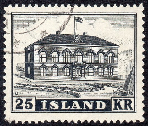 Islandia Serie X 1 Sello Usado Parlamento De Reykjavik 1952