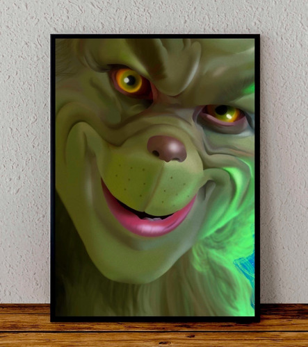 Cuadro 33x48 Poster Enmarcado El Grinch Pelicula Navidad