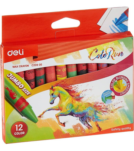 Creyones De Cera Deli Jumbo Caja 12 Colores