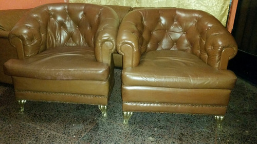 Imagen 7 de 7 de Muebles Sofás Butacas Antiguas Capitone De Cuero Original