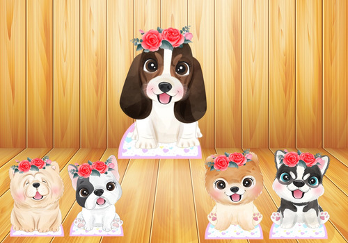 Decoração Cachorrinha Fofa 1 Display De30 Cm E 4 De 20 Cm