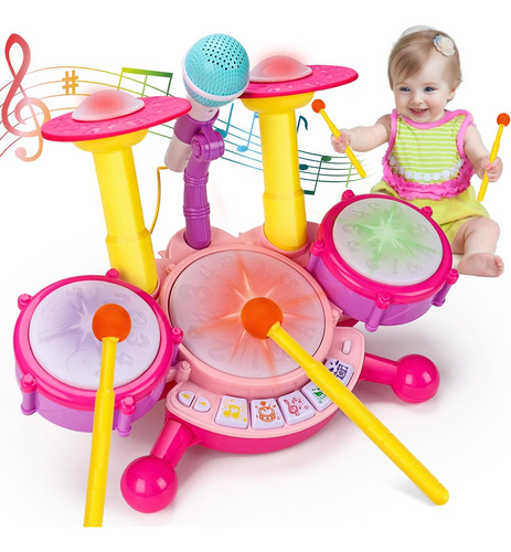 Basytodio Baby Music Toy 0-6-12 Mes Electronic Kid Drum Set