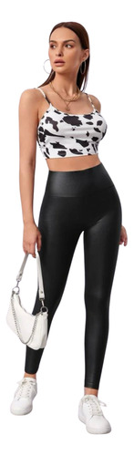 Leggins Moda Elegante Casual Mujer Mallones Cuero Vinipiel