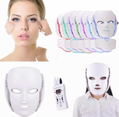 Máscara Facial Y Cuello Luz Led Para Fototerapia 7 Colores