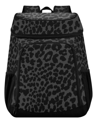 Alaza Mochila Enfriadora Con Estampado De Leopardo Gris Oscu