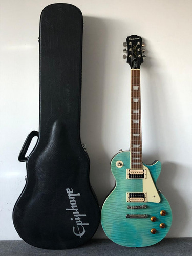 Guitarra Epiphone Les Paul Traditional Pro Plus 3 Con Case Diestro Ocean Blue Pau Ferro (Usado)