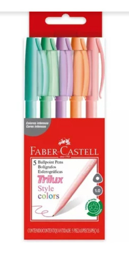 Boligrafos Lapiceras Trilux X5 Colores Pastel Faber Castell 