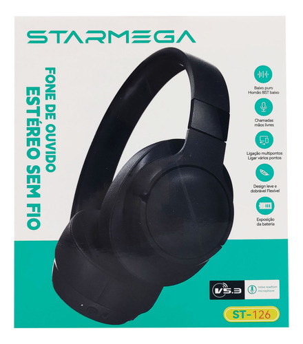 Fone De Ouvido Starmega St-126 Bluetooth Branco Gamer Branco