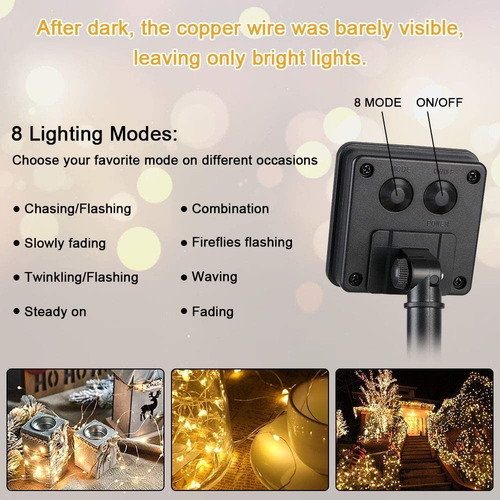 Guirnalda De Luces Solares Exteriores Decoracion 10m 100 Led