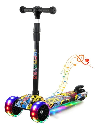 Scooter Monopatín Desmontable Luces Led Desmontables Amarillo