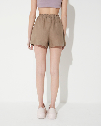 Imagen 2 de 6 de Short Lino Roses System Color Stone Tiro Alto Para Mujer