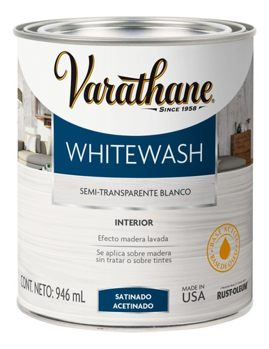 Varathane Whitewash Satin. Blanqueador Para Madera X0,946l 