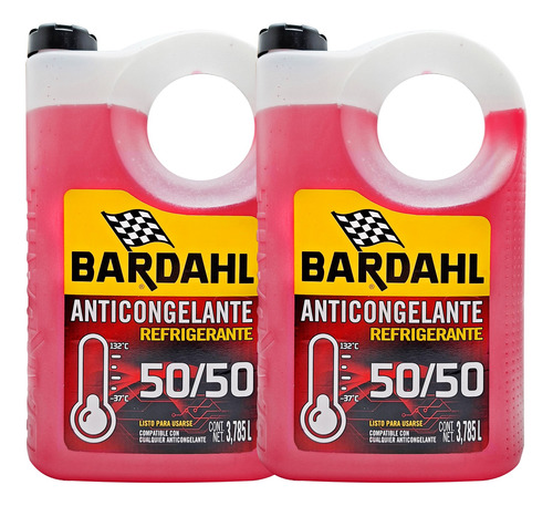 Kit Anticongelante Bardahl Listo Para Usar  50/50 Rojo Galon