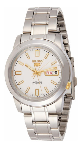 Reloj Hombre Seiko Snkk07 Automático Pulso Plateado En Acero