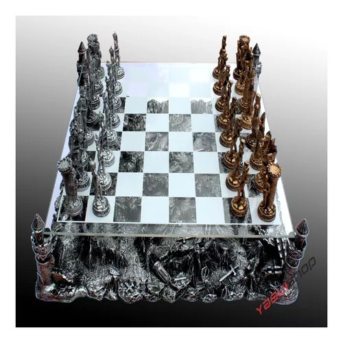 Jogo de Xadrez Medieval Coleção Temático Completo Grande