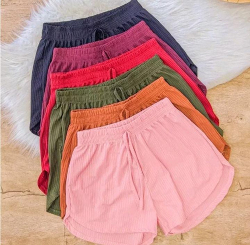 Kit 3 Shorts Canelado Plus Size Feminino Soltinho E Sortidos