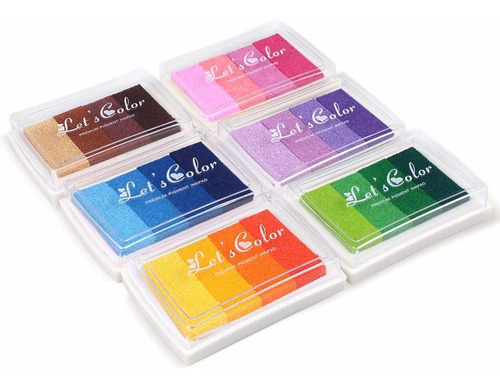 Craft Rainbow Finger Ink Pads, Juego De 6 Diy Multicolo...
