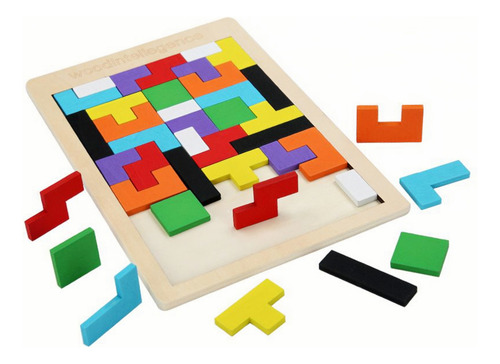 Rompecabezas Tangram Didáctico Juego Madera Tipo Tetris