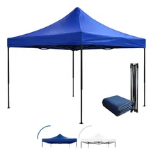 Carpa Toldo Plegable 3x3 m Reforzada Impermeable Lona Oxford 420D Estructura de Acero Ideal Exterior Jardín Eventos y Negocio Color Azul