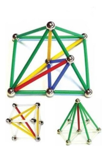Brinquedo Magnético Magstix Geometria 108 Kit 81 Peças