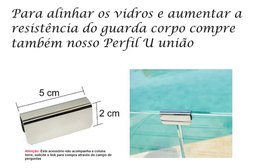 12 Coluna Torre Aço Inox 304 Com 40 Cm 2 Furos Escovado