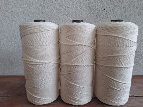Hilo Algodon Para Tejer Hamaca Artesanias Calibre 9 3 Piezas Natural