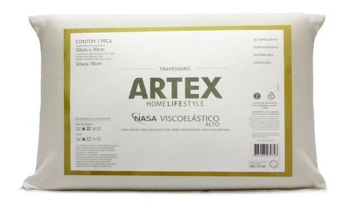 Travesseiro Nasa Viscoelástico Alto Artex -standard / Branco