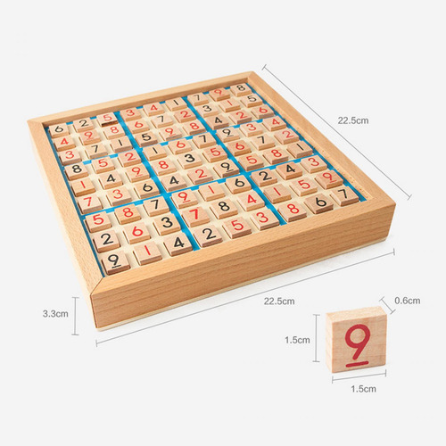 Juego De Sudoku De Madera, Juguete De Aprendizaje Con Azul