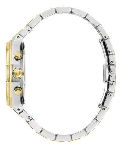 Reloj Bulova Clásicos Prestige 98b450 Caballero Correa Dos Tonos Bisel Dos Tonos Fondo Blanco