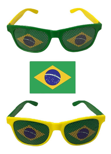 Kit 73 Óculos Verde E Amarelo Com Brandeira Do Brasil