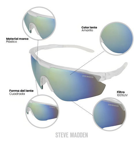 Lentes De Sol Steve Madden Outlook X17161 Color Blanco