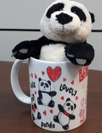 Urso De Pelucia Panda 15cm + Caneca Amor Love You Presente