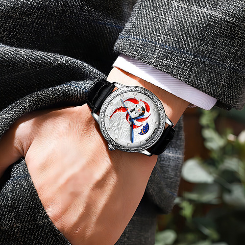 Reloj Mecánico Kimsdun Fashion Moon Phase Fondo Negro/blanco
