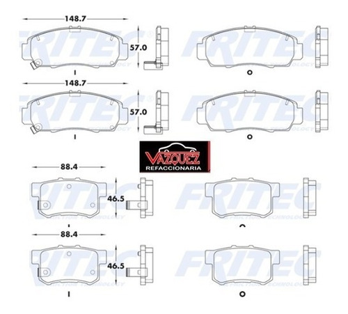 Kit Balatas Del/tras Honda Accord V6 Coupe 2003-2006