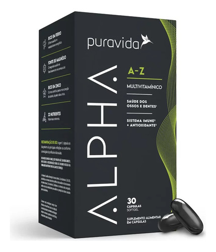 Alpha A-z Multinutrientes Antioxidante - 30 Caps - Puravida Sabor Sem sabor