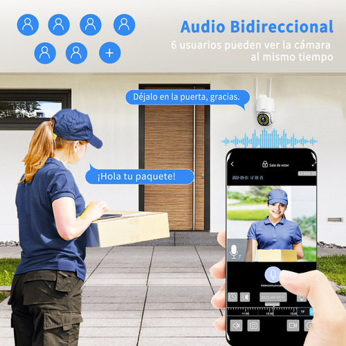2NLF® Cámara De Seguridad Exterior camara wifi Full Hd 4mp Con Led camara vigilancia