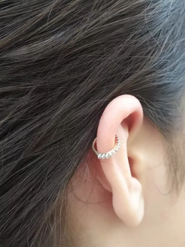 Piercing Orelha Hélix Cravejado (Pressão) UNIDADE Folheado a Ouro 18k