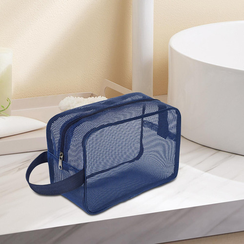 Neceser De Malla Portátil, Bolsa De Afeitar, S Azul