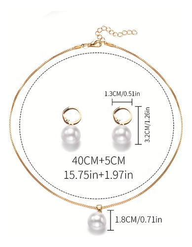 3 Piezas Conjunto De Joyería De Perlas Falsas Elegantes -
