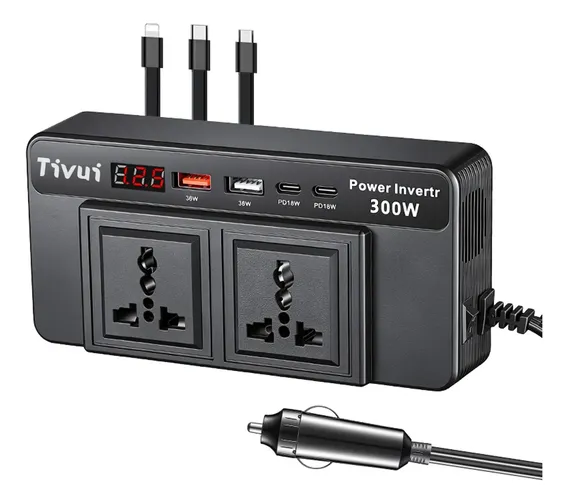 Inversor Conversor Carro 12v Para Starlink Mini Ac 110v 300w 5portas Usb Tomada De Tipo C Lightning Tomada Para Carro Energia