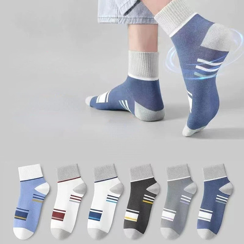 10 Pares Calcetines Hombre Algodón Casual A Rayas