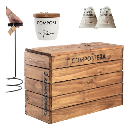 Compostera + Bio Tacho + Aireador + Lombrices