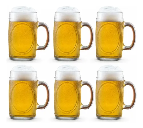 Conjunto Com 6 Canecas De Chopp, Cerveja Bebida Vidro 350ml Branco Nenhum
