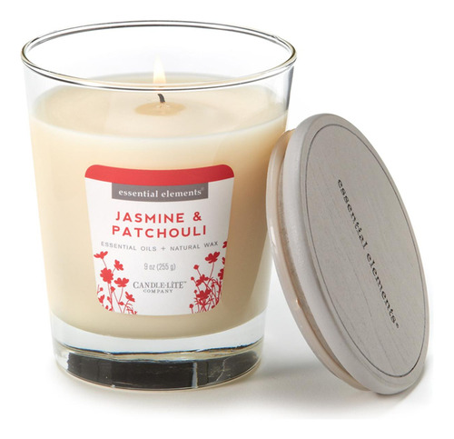 Vela 9 Oz Essential Elements Jasmine & Patchouli Candle Lite
