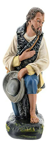 Figura De Pastor De Rodillas En Plástico Para Pesebre 40 Cm