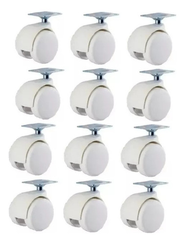 100x Rodinhas P/movéis , 40mm , Rapido Rodas Branco